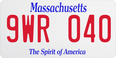 MA license plate 9WR040