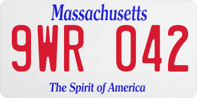 MA license plate 9WR042