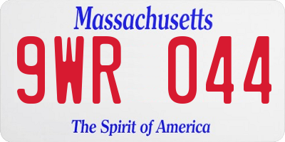 MA license plate 9WR044