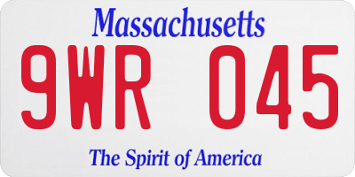 MA license plate 9WR045