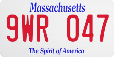 MA license plate 9WR047
