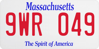 MA license plate 9WR049