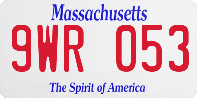 MA license plate 9WR053