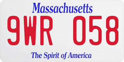 MA license plate 9WR058