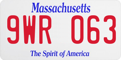 MA license plate 9WR063