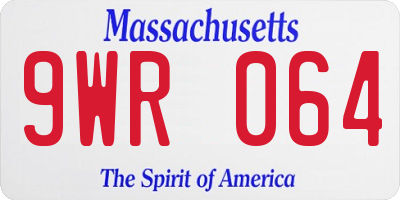 MA license plate 9WR064