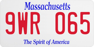 MA license plate 9WR065