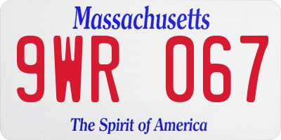 MA license plate 9WR067