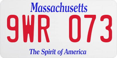 MA license plate 9WR073