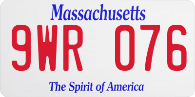 MA license plate 9WR076