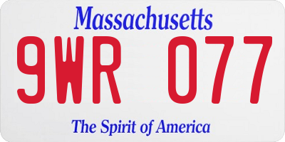 MA license plate 9WR077