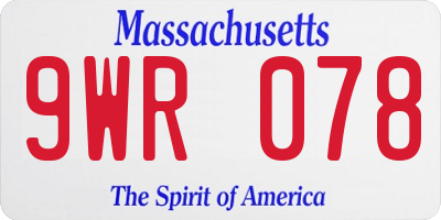 MA license plate 9WR078