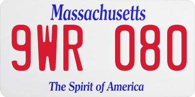 MA license plate 9WR080