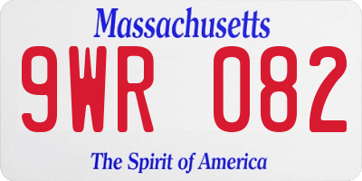 MA license plate 9WR082