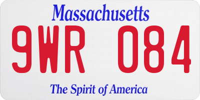 MA license plate 9WR084