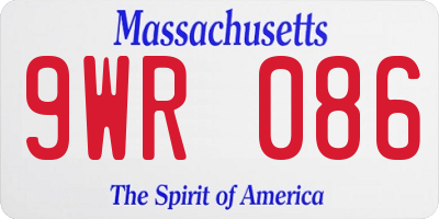 MA license plate 9WR086