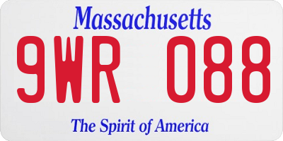 MA license plate 9WR088