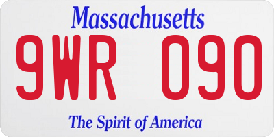 MA license plate 9WR090
