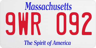 MA license plate 9WR092