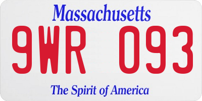 MA license plate 9WR093