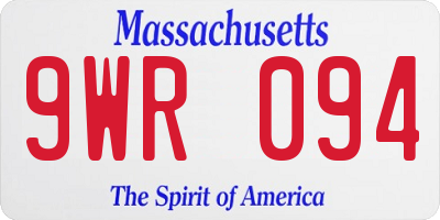 MA license plate 9WR094