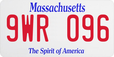 MA license plate 9WR096