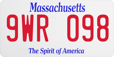 MA license plate 9WR098
