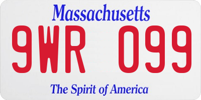 MA license plate 9WR099
