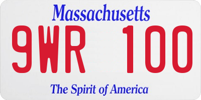 MA license plate 9WR100