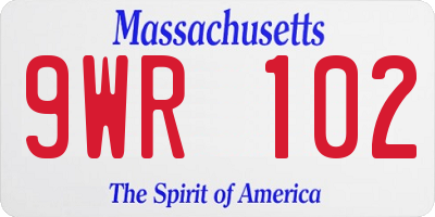 MA license plate 9WR102