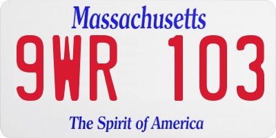 MA license plate 9WR103