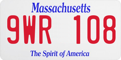 MA license plate 9WR108