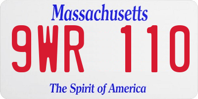 MA license plate 9WR110