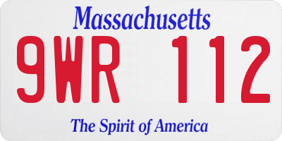 MA license plate 9WR112