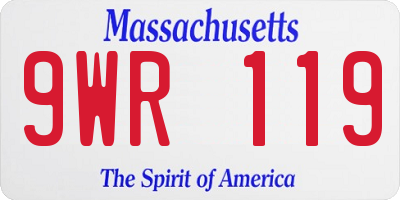 MA license plate 9WR119