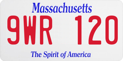 MA license plate 9WR120