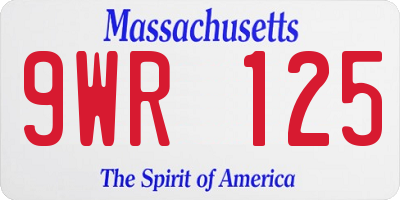 MA license plate 9WR125