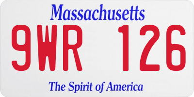 MA license plate 9WR126