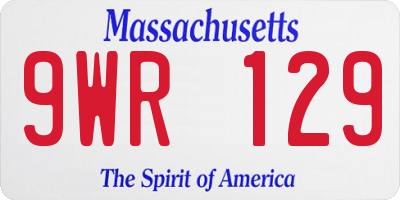 MA license plate 9WR129