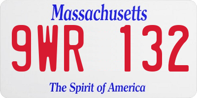 MA license plate 9WR132