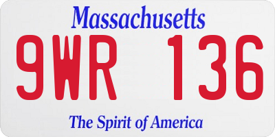 MA license plate 9WR136