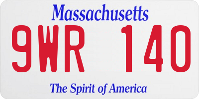 MA license plate 9WR140