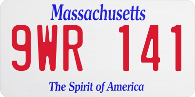 MA license plate 9WR141