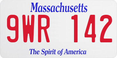 MA license plate 9WR142