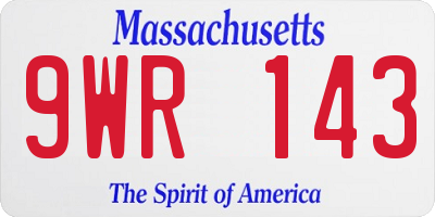 MA license plate 9WR143