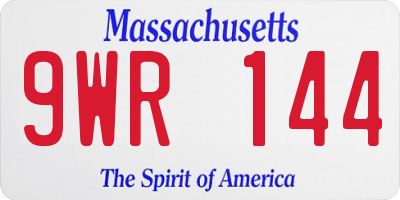 MA license plate 9WR144