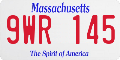 MA license plate 9WR145