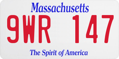 MA license plate 9WR147