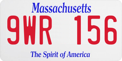 MA license plate 9WR156