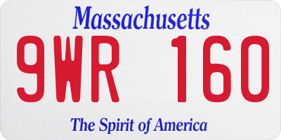 MA license plate 9WR160